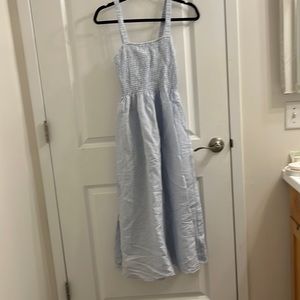 JCrew smocked beach dress in linen - cotton stripe